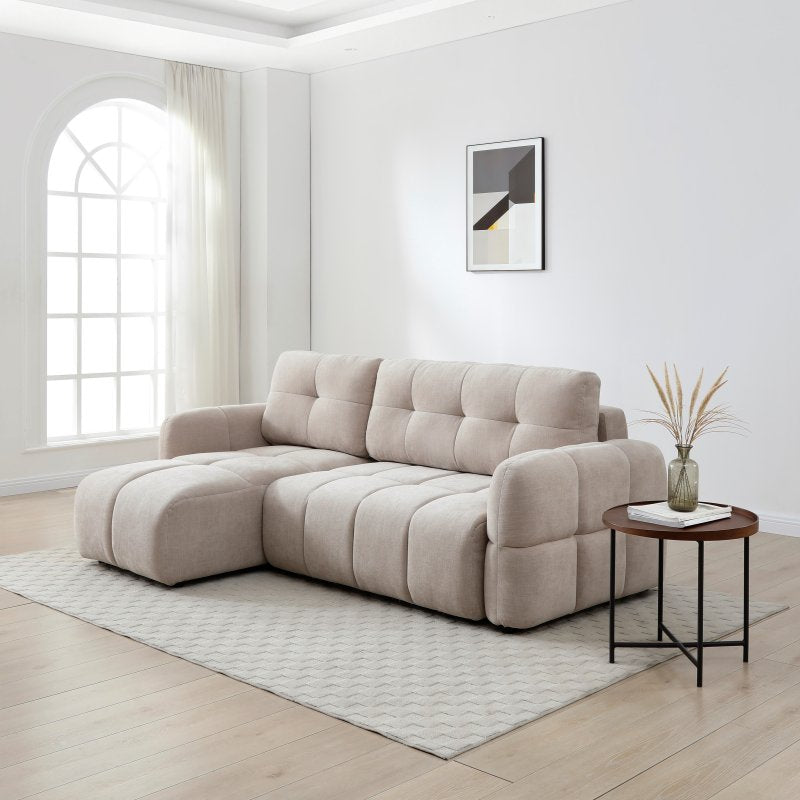 Morgan Quilted Corner Sofa Bed - Taupe