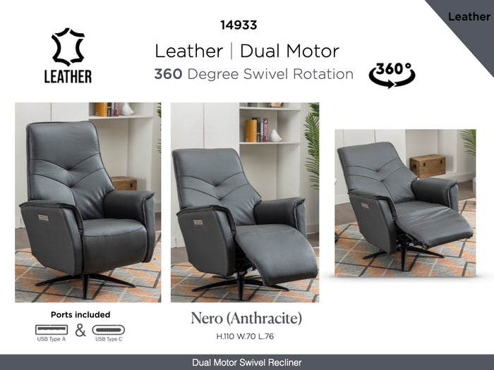 Nero Swivel Electric Chair - Anthracite
