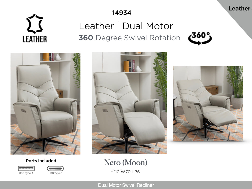 Nero Swivel Electric Chair - Moon