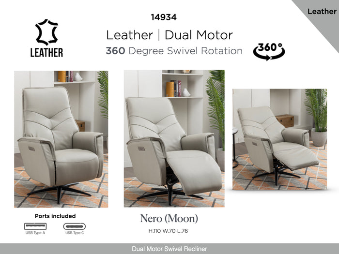 Nero Swivel Electric Chair - Moon