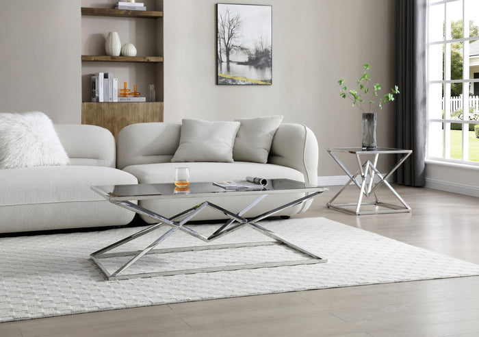 Nova Occasional Tables - Polished Stainless Steel/Tinted Glass