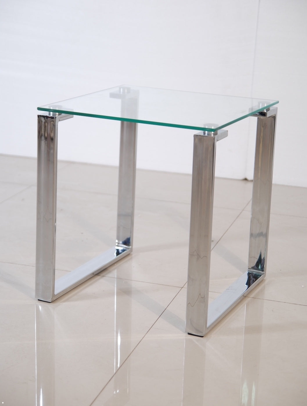 Alpha Occasional Tables - Clear Glass/Polished Stainless Steel