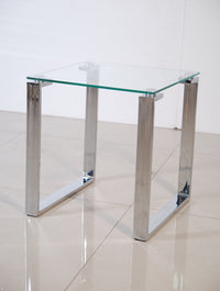 Alpha Occasional Tables - Clear Glass/Polished Stainless Steel
