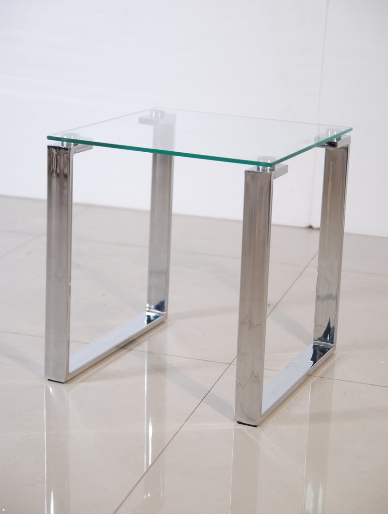 Alpha Occasional Tables - Clear Glass/Polished Stainless Steel