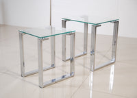 Alpha Occasional Tables - Clear Glass/Polished Stainless Steel