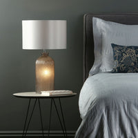 Pamplona Dual Light Table Lamp Grey Glass With Shade