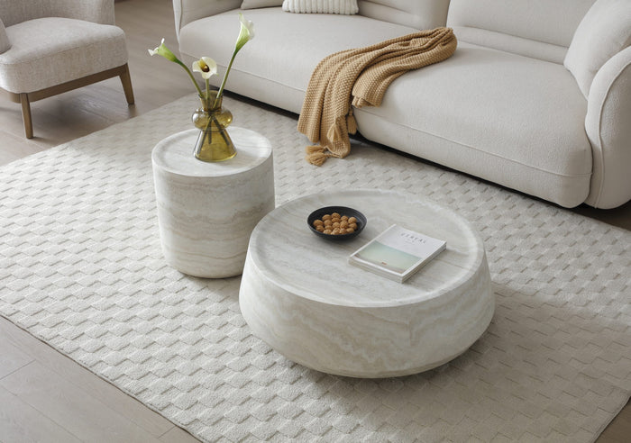 Pebble Occasional Tables - Light Travertine Marble