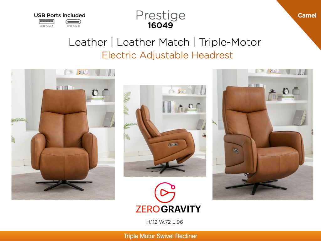 Prestige Electric Swivel Chair - Camel