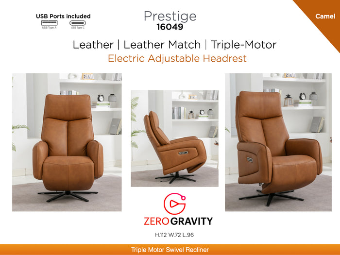Prestige Electric Swivel Chair - Camel