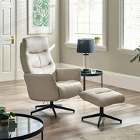 Priya Grey Faux PU Leather Recliner Chair and Stool