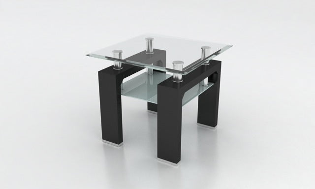 Las Vegas Occasional Tables - Black High Gloss/Clear Glass