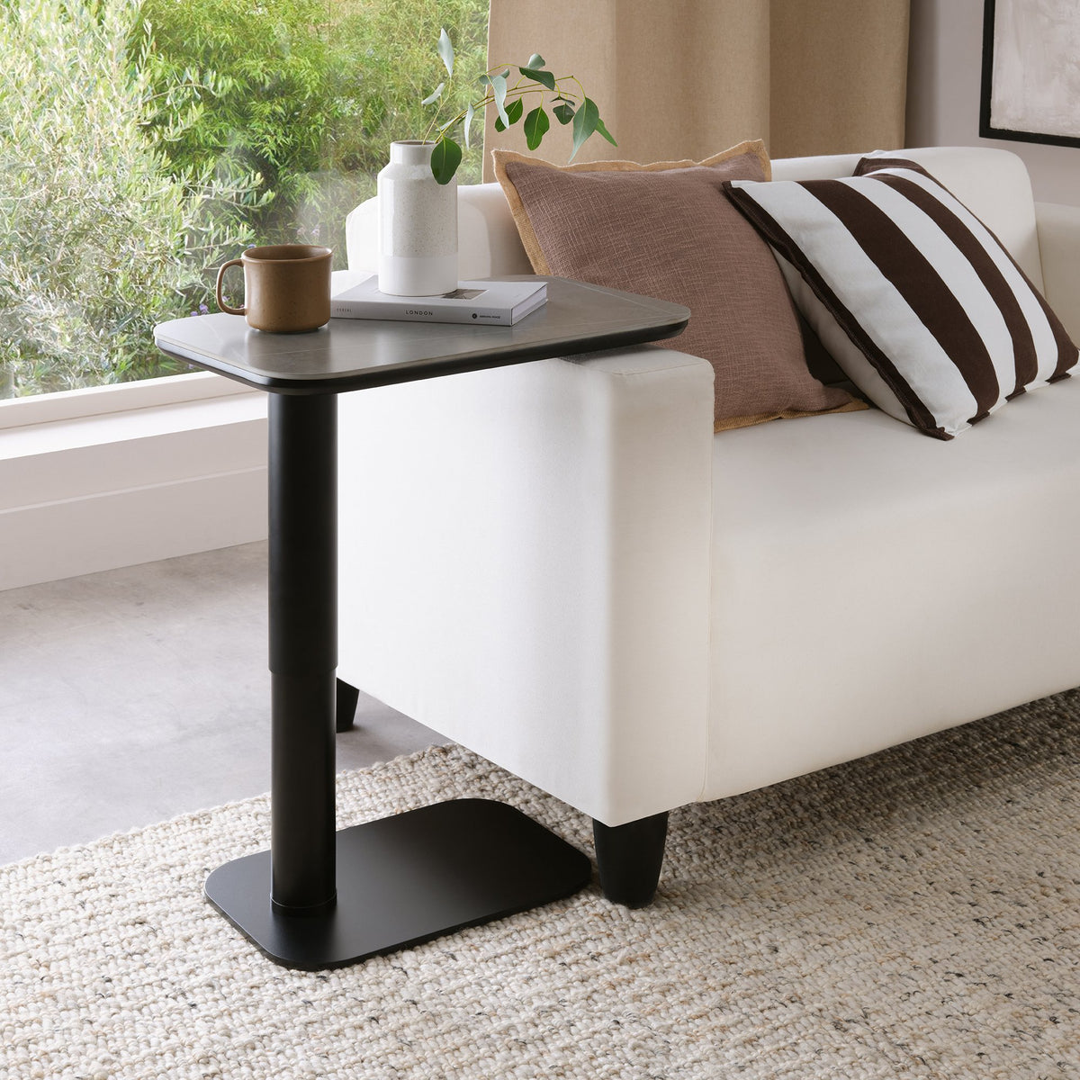 Riley Sintered Stone Gas Lift Adjustable Sofa Tables