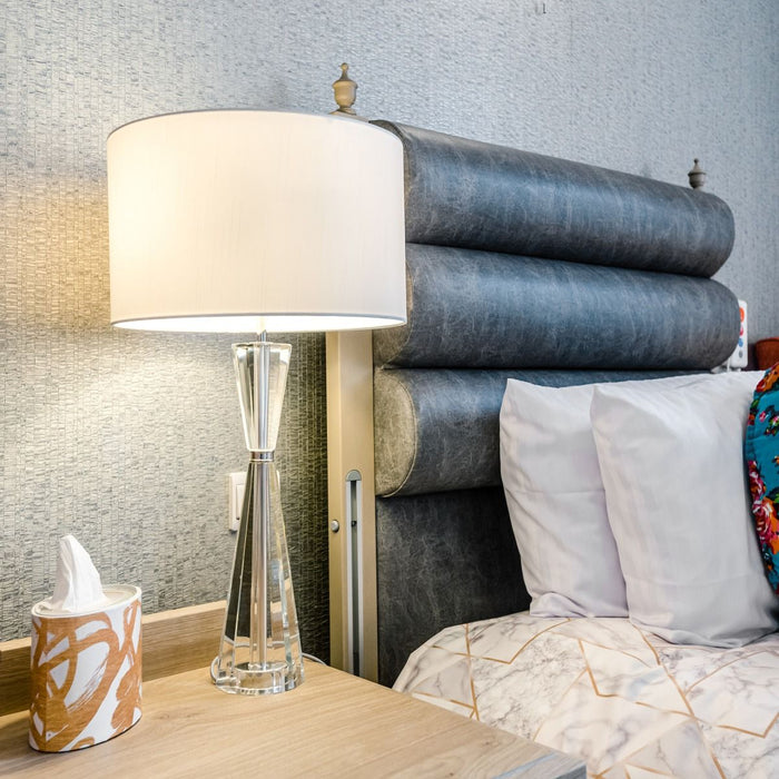 Risha Table Lamp with Shade - Crystal and Polished Nickel