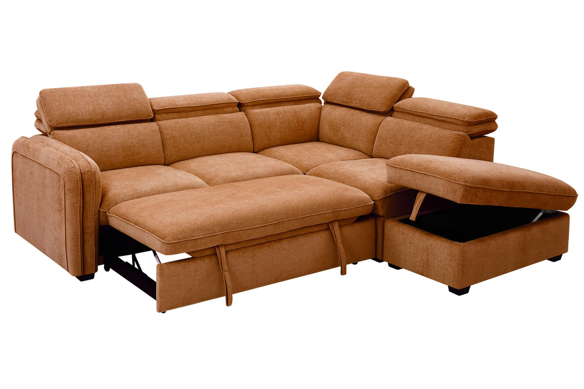 Roscoe Corner Sofa Bed - Rust