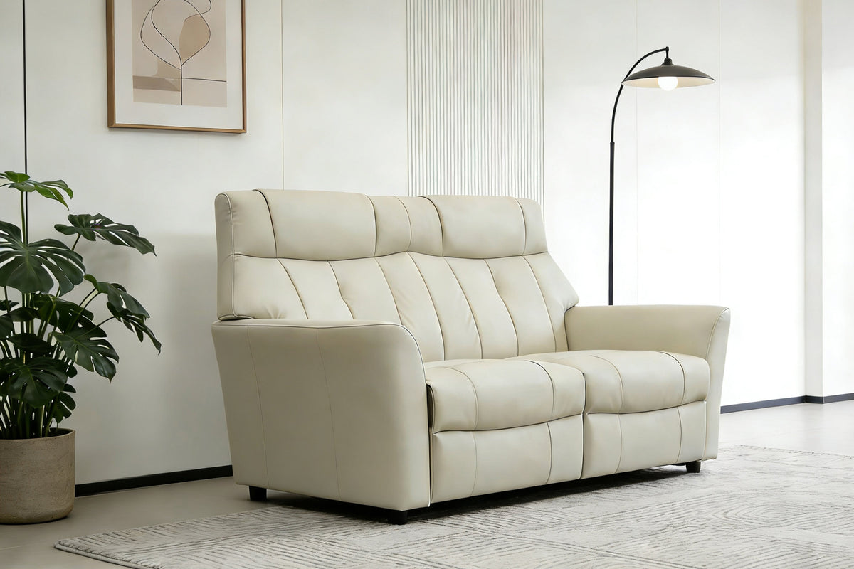 Rowan Swivel Recliner and Fixed Upholstery - Mushroom Leather