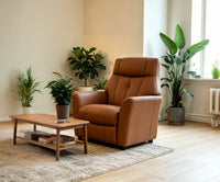 Rowan Swivel Recliner and Fixed Upholstery - Camel Leather