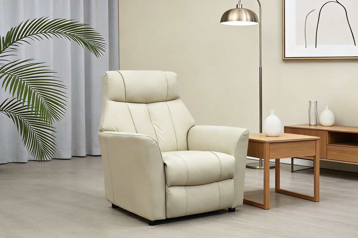 Rowan Swivel Recliner and Fixed Upholstery - Mushroom Leather