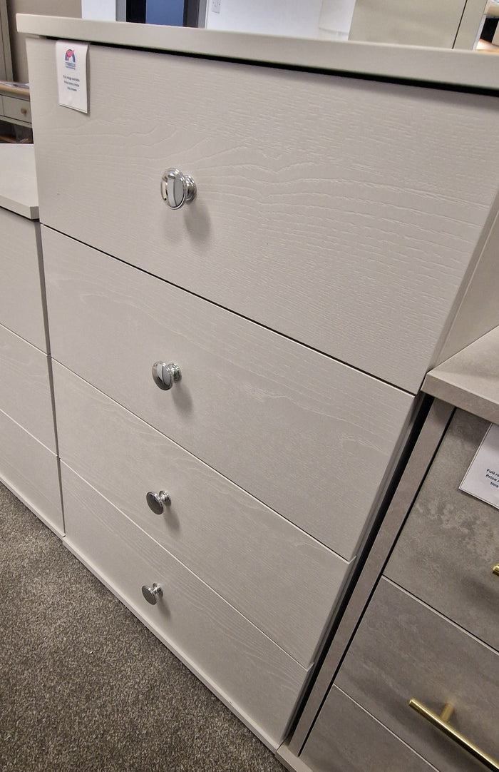 *CLEARANCE* Heart 4 Drawer Midi Chest - Stone Grey
