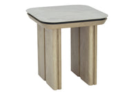 Stonesby Occasional Tables - Pudalas Grey Sintered Stone/Smooth Wood