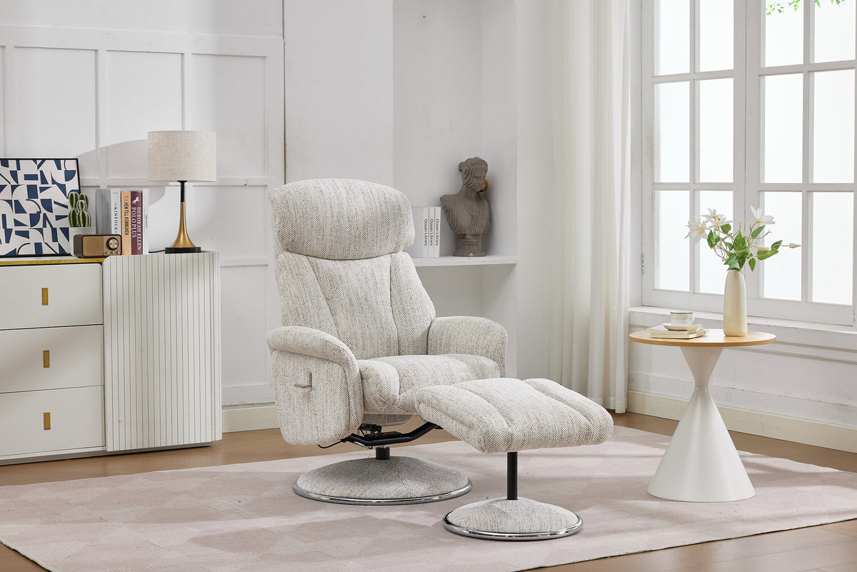 Sahara Swivel Recliner - Biscuit Fabric