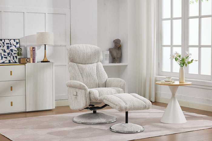 Sahara Swivel Recliner - Biscuit Fabric