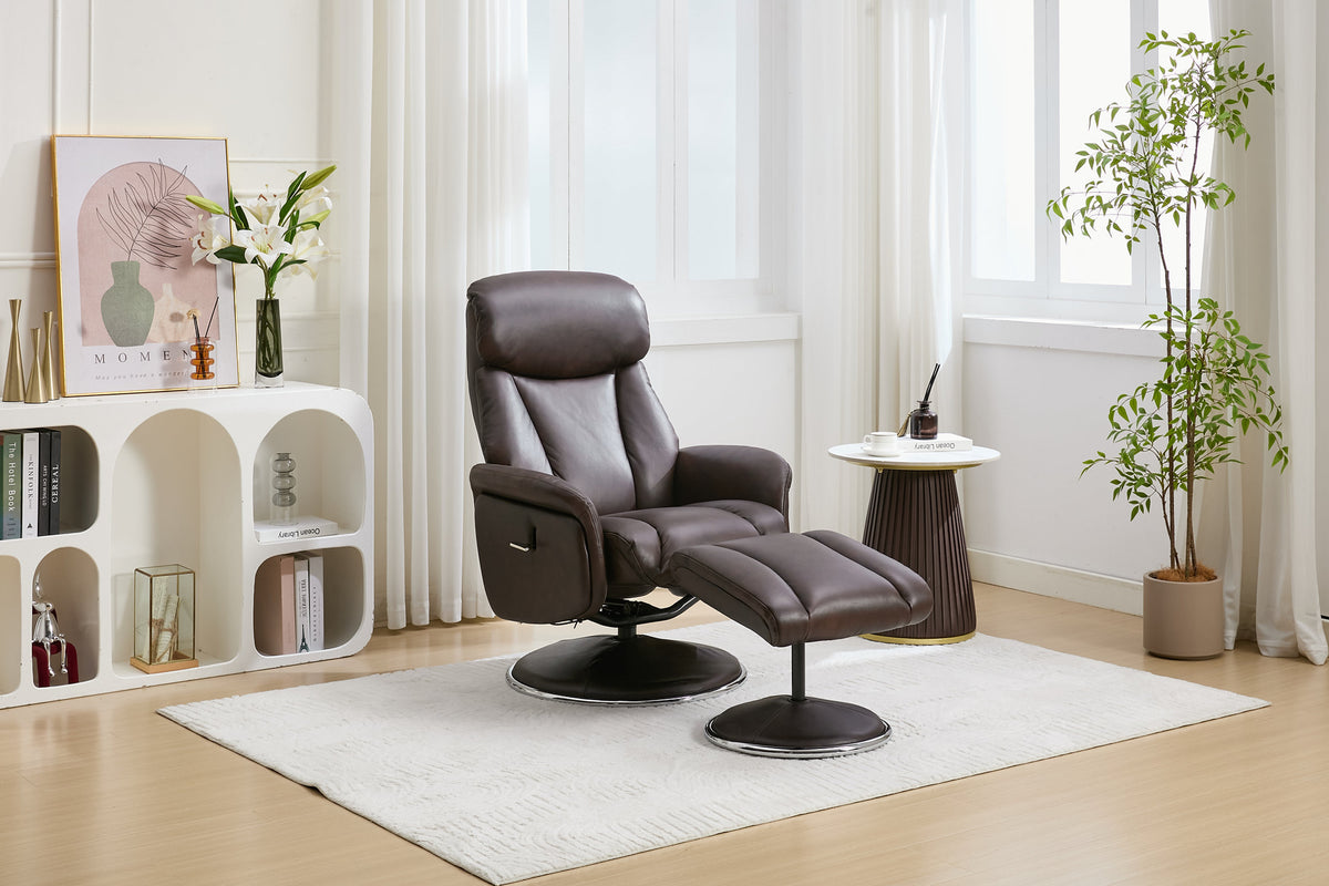 Sahara Swivel Recliner - Russet Leather