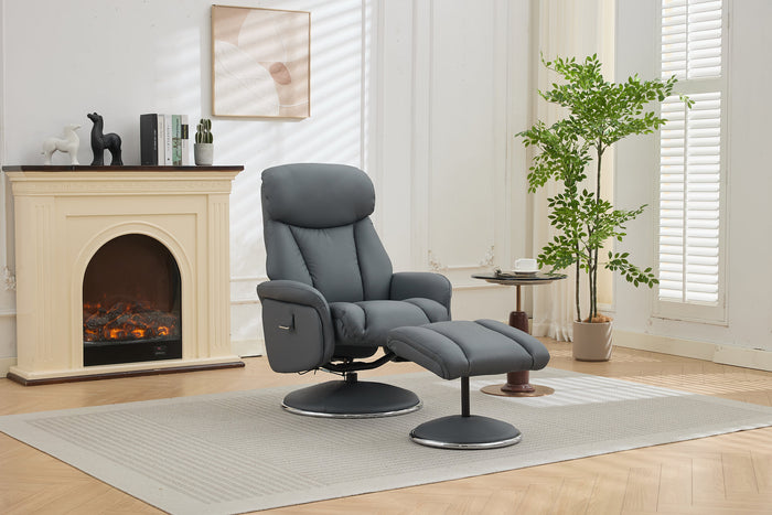 Sahara Swivel Recliner - Petrol Blue Leather