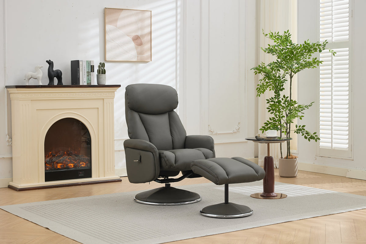 Sahara Swivel Recliner - Cinder Leather