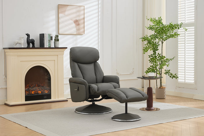 Sahara Swivel Recliner - Cinder Leather