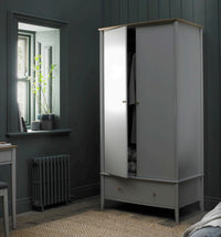 *CLEARANCE* Whitby Scandi Oak & Warm Grey Double Wardrobe