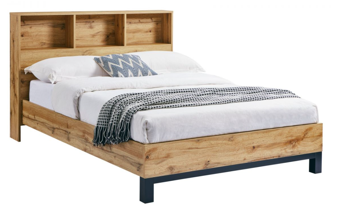Bali Bookcase Headboard Beds - Light Oak
