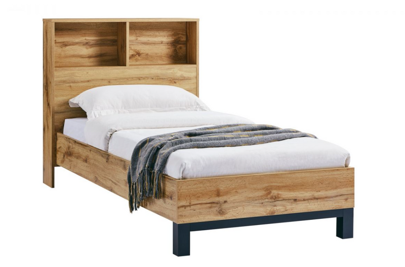 Bali Bookcase Headboard Beds - Light Oak
