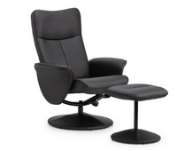 Lugano Recliner and Stool - Black