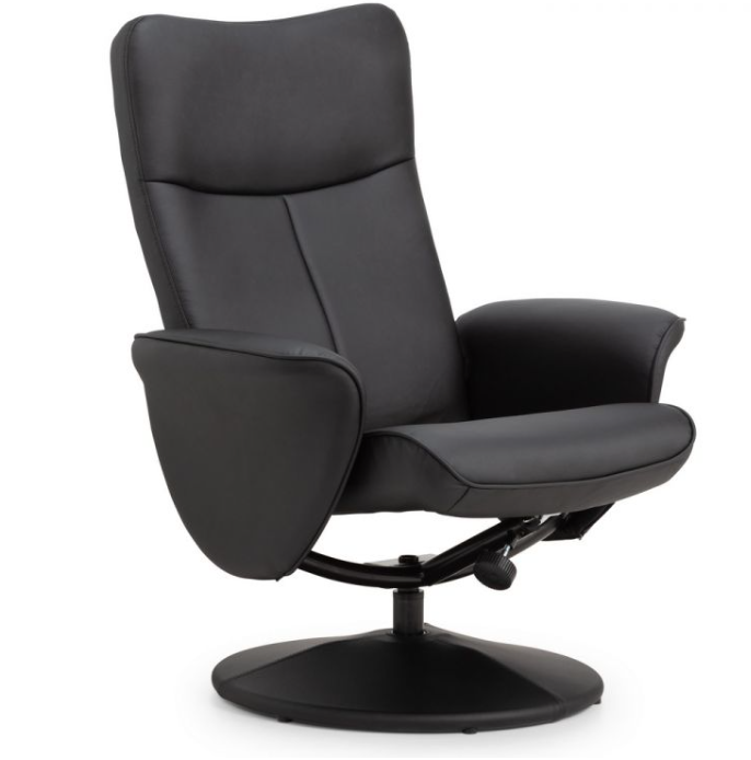 Lugano Recliner and Stool - Black