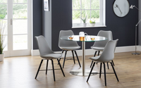 Milan Round Pedestal Table - Glass/Brushed Steel