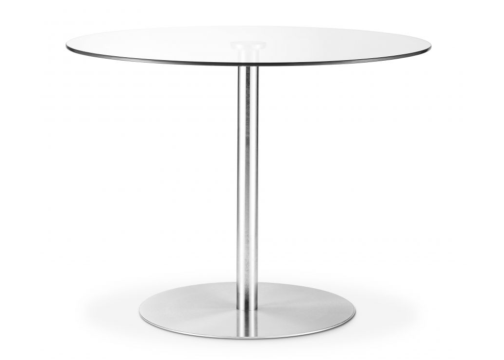Milan Round Pedestal Table - Glass/Brushed Steel