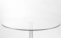 Milan Round Pedestal Table - Glass/Brushed Steel