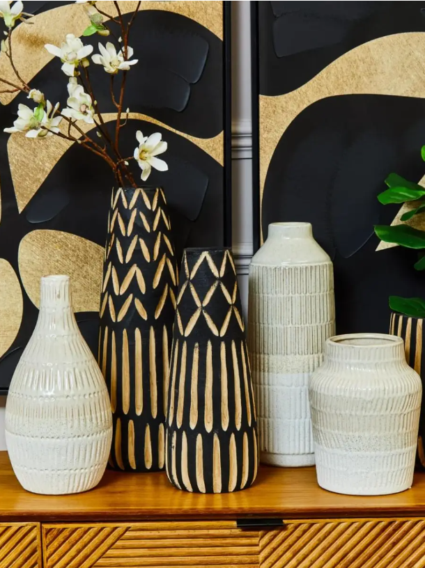 Arlo Natural/Black Wooden Vase Collection