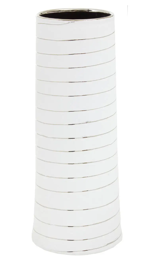 Haldis Ceramic Vase Collection - White/Silver