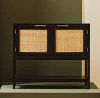 Sherman Living Collection - Black/Rattan