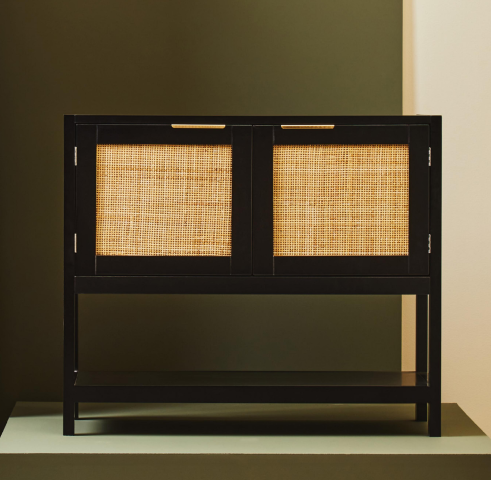 Sherman Living Collection - Black/Rattan