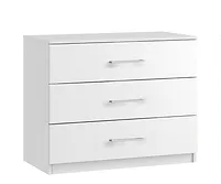 Modena 3 Drawer Bedside - White/Black Handles