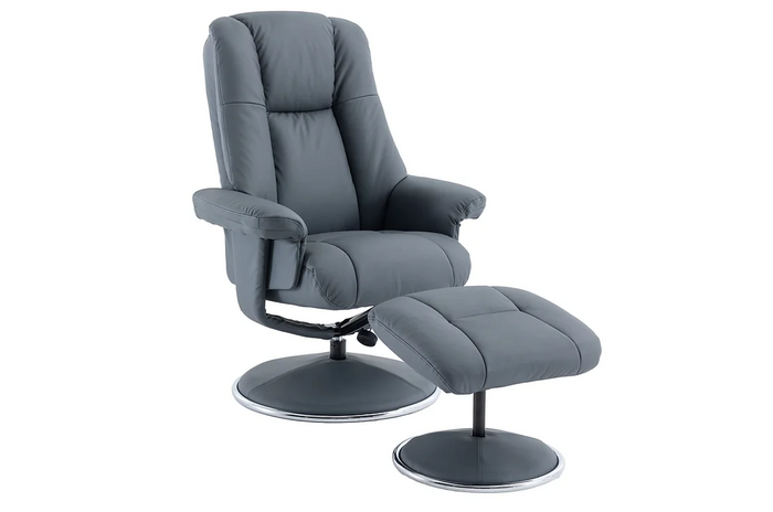 Denver Swivel Recliner - Petrol Blue Leather