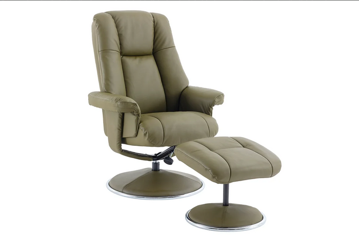 Denver Swivel Recliner - Olive Green Leather