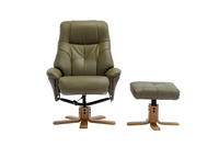 Dubai Swivel Recliner - Olive Green Plush Faux Leather
