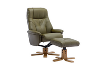 Dubai Swivel Recliner - Olive Green Plush Faux Leather