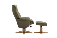 Dubai Swivel Recliner - Olive Green Plush Faux Leather