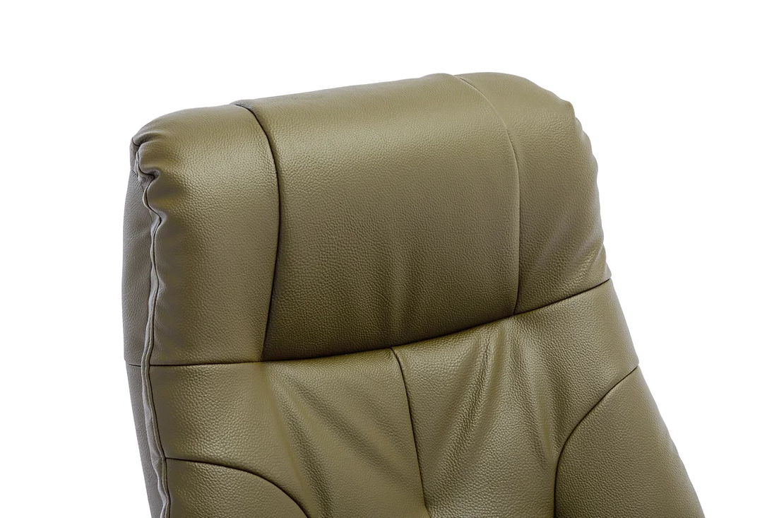 Dubai Swivel Recliner - Olive Green Plush Faux Leather