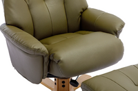Dubai Swivel Recliner - Olive Green Plush Faux Leather