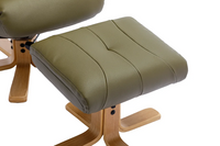 Dubai Swivel Recliner - Olive Green Plush Faux Leather